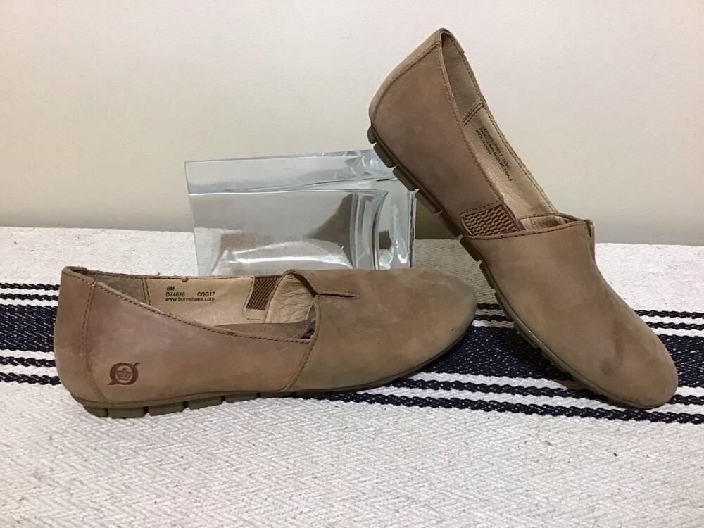 BORN Women Serba Classic Flats Brown Leather Slip On Sz 6 Cushion Comfort Casual